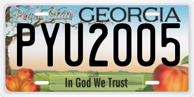 GA license plate PYU2005