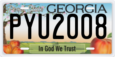 GA license plate PYU2008