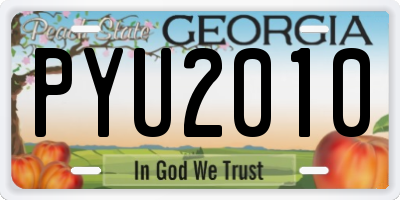 GA license plate PYU2010