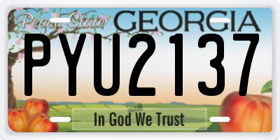 GA license plate PYU2137