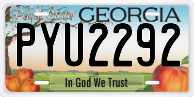 GA license plate PYU2292