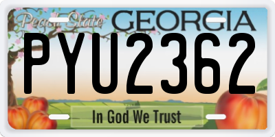 GA license plate PYU2362