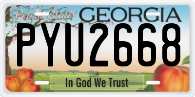 GA license plate PYU2668