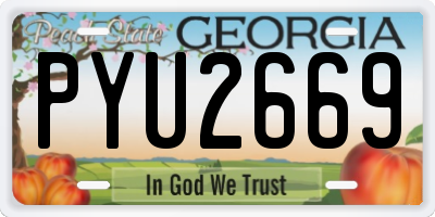 GA license plate PYU2669