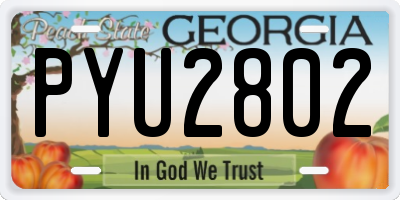 GA license plate PYU2802