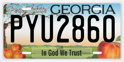 GA license plate PYU2860