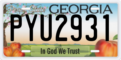 GA license plate PYU2931