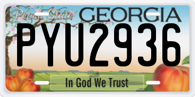 GA license plate PYU2936