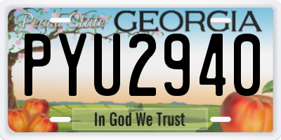 GA license plate PYU2940
