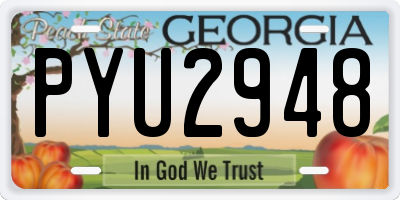 GA license plate PYU2948