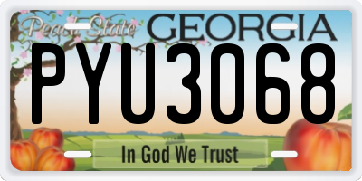 GA license plate PYU3068