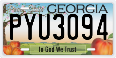 GA license plate PYU3094
