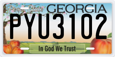 GA license plate PYU3102