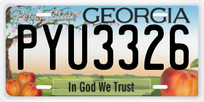 GA license plate PYU3326