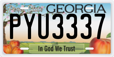 GA license plate PYU3337