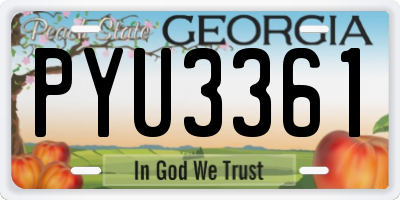 GA license plate PYU3361