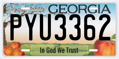 GA license plate PYU3362