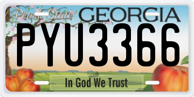 GA license plate PYU3366