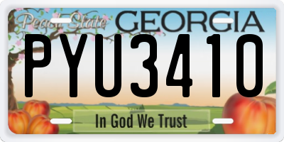 GA license plate PYU3410