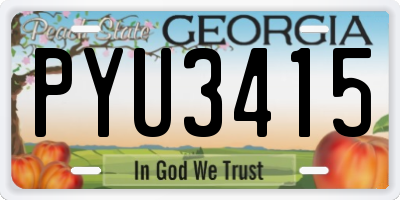 GA license plate PYU3415