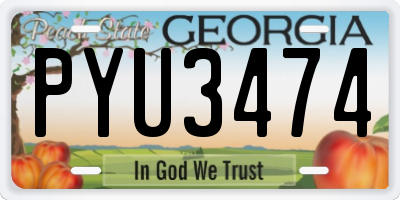 GA license plate PYU3474