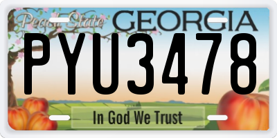 GA license plate PYU3478