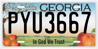 GA license plate PYU3667