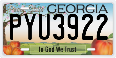 GA license plate PYU3922