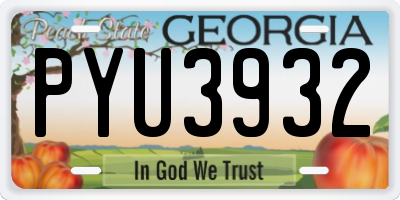 GA license plate PYU3932