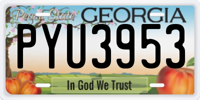 GA license plate PYU3953