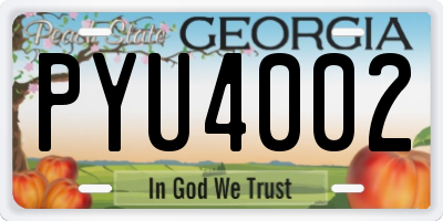 GA license plate PYU4002