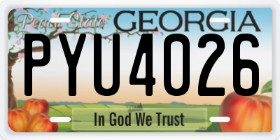 GA license plate PYU4026