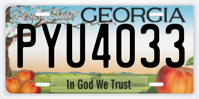 GA license plate PYU4033
