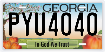 GA license plate PYU4040