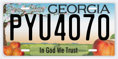 GA license plate PYU4070