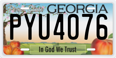 GA license plate PYU4076