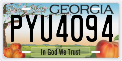 GA license plate PYU4094