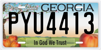 GA license plate PYU4413