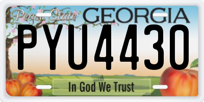 GA license plate PYU4430