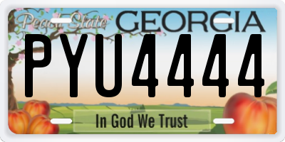 GA license plate PYU4444