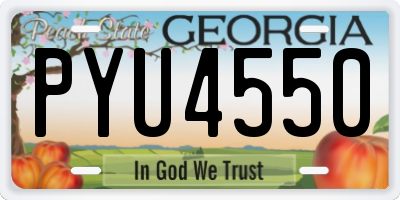 GA license plate PYU4550