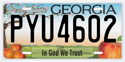 GA license plate PYU4602