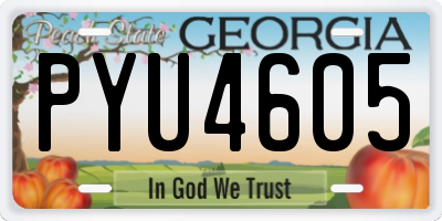 GA license plate PYU4605