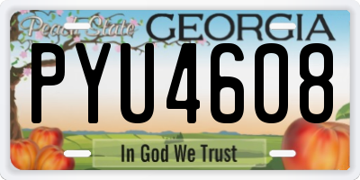 GA license plate PYU4608