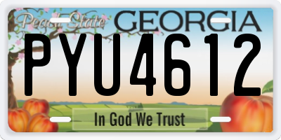GA license plate PYU4612