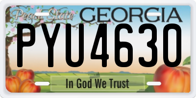 GA license plate PYU4630