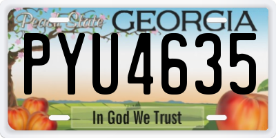 GA license plate PYU4635