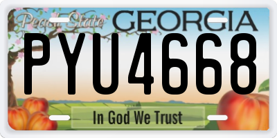 GA license plate PYU4668