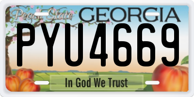 GA license plate PYU4669