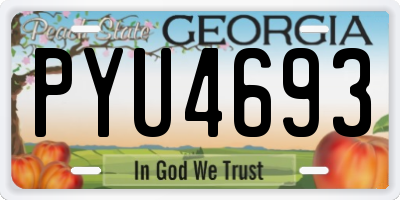 GA license plate PYU4693